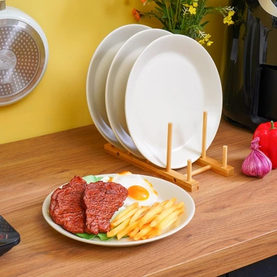 Gambar Appetite Sevyn Piring Makan Dengan Rak Set 4 pcs - Putih Ivory