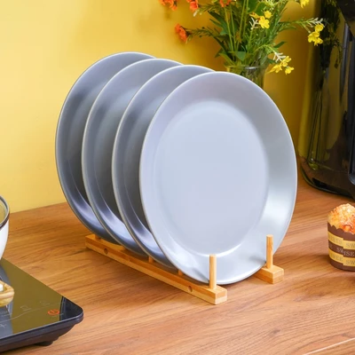 Gambar Appetite Sevyn Piring Makan Dengan Rak Set 4 pcs - Abu-Abu