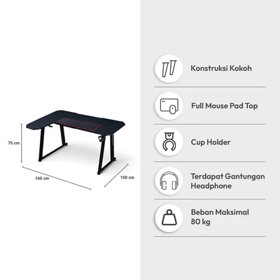 Gambar Informa Amatsu Kaze Meja Gaming - Hitam