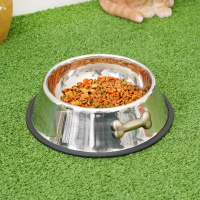 Gambar Paws N Tail Ukuran S Tempat Makan Anjing Stainless Bone Relief