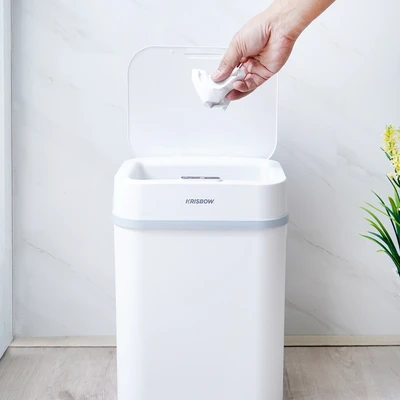 Gambar Krisbow Tempat Sampah Sensor Gerak Plastik Dengan Vibration 12 Liter - Putih
