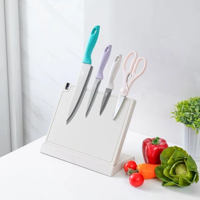 Gambar Cooking Color Set 8 Pcs Maddox Pisau Dapur Dengan Talenan Magnetik