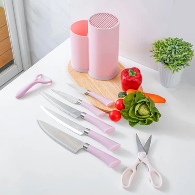 Gambar Cooking Color Set 8 Pcs Maddie Pisau Dapur Dengan Block Penyimpanan