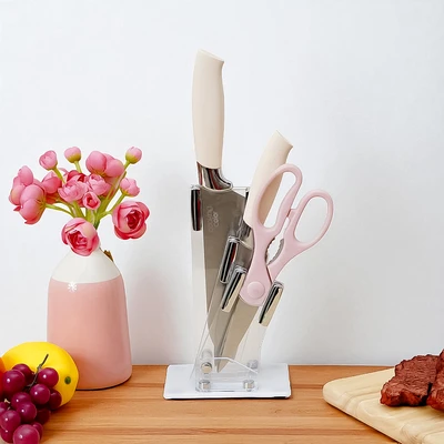 Gambar Cooking Color Madden Pisau Dapur Dengan Block Penyimpanan Set 4 pcs