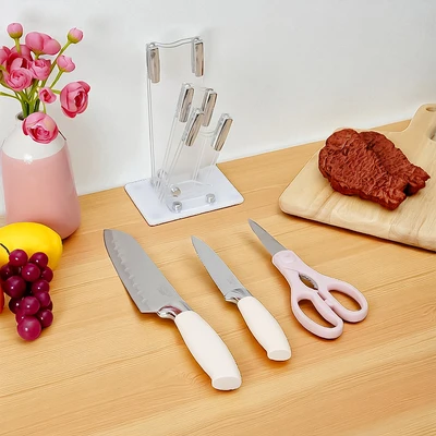 Gambar Cooking Color Madden Pisau Dapur Dengan Block Penyimpanan Set 4 pcs