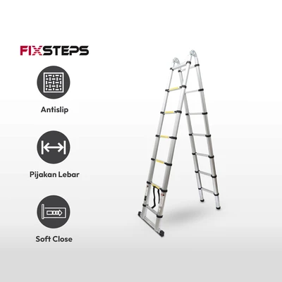 Gambar Fixsteps 5 Mtr Tangga Teleskopik Aluminium 2x7 Step