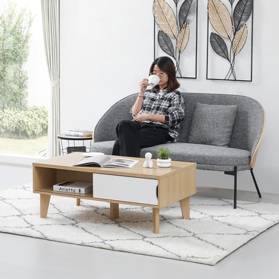 Gambar Informa Sawara Kursi Lounge 2 Seater - Abu-Abu Natural