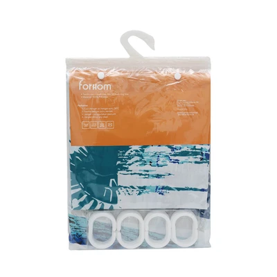 Gambar Forhom Tirai Kamar Mandi Dengan C Hooks Sea 180x180 cm - Biru