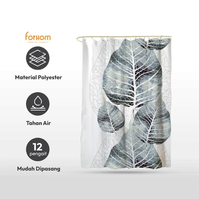 Gambar Forhom Tirai Kamar Mandi Dengan C Hooks Big Leaf 180x180 cm