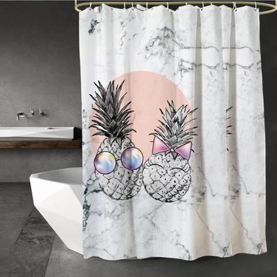 Gambar Forhom Tirai Kamar Mandi Dengan C Hooks Pineaple 180x180 cm