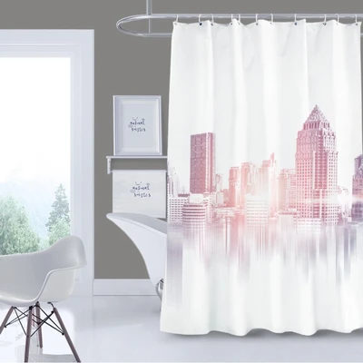 Gambar Forhom Tirai Kamar Mandi Dengan C Hooks City 180x180 cm