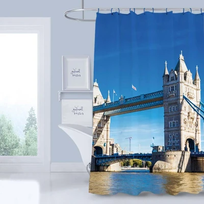 Gambar Forhom 180x180 Cm Tirai Kamar Mandi Dengan Hooks London