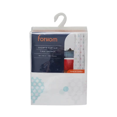 Gambar Forhom Tirai Kamar Mandi Dengan Hooks Waterdrop A 180x180 cm