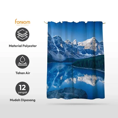 Gambar Forhom Tirai Kamar Mandi Dengan Hooks Mountain 180x180 cm