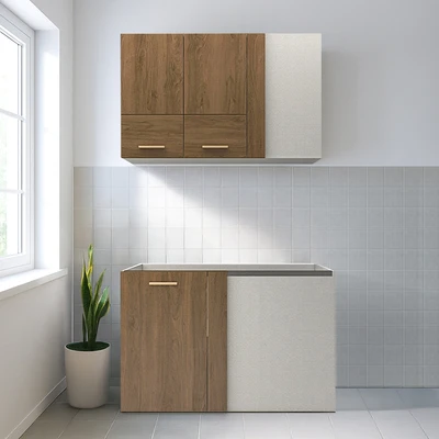 Gambar Informa Custom Furniture Obelia Kabinet Dinding Sudut Kiri - Cokelat Walnut
