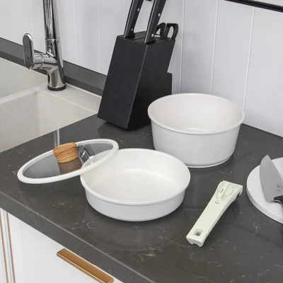 Gambar Cooking Color Yoora Perlengkapan Masak Non-Stick Coating Set 4 pcs - Putih
