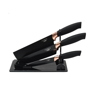 Gambar Cooking Color Madsen Pisau Dapur Dengan Stander Set 4 pcs - Hitam