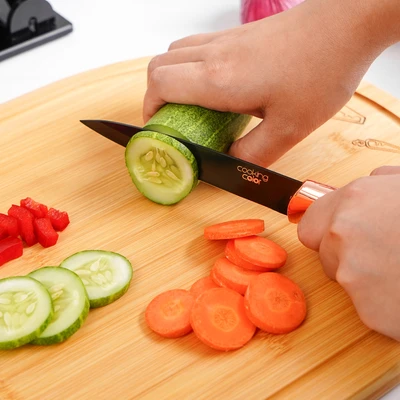 Gambar Cooking Color Madsen Pisau Dapur Dengan Stander Set 4 pcs - Hitam