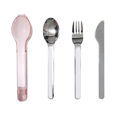 Gambar Ataru Set 3 Pcs Alat Makan Stainless - Pink