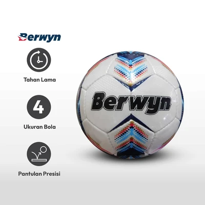 Gambar Berwyn Ukuran 4 Bola Sepak Panel Hand Sewn 32 PVC - Putih