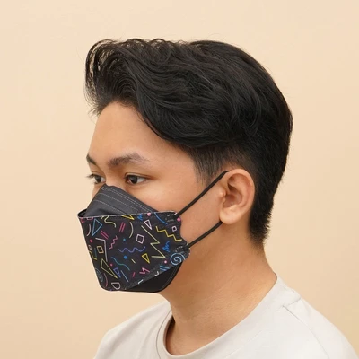 Gambar Ataru Kyou Masker Pelindung 4 Lapis Playful Echo KF94 Set 10 pcs - Hitam