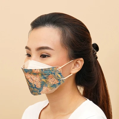 Gambar Ataru Kyou Masker Pelindung 4 Lapis Emerald Spring KF94 Set 10 pcs - Peach