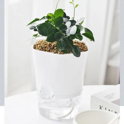 Gambar Arthome Pot Penyiram Tanaman Otomatis Hexagonal 22 cm - Putih