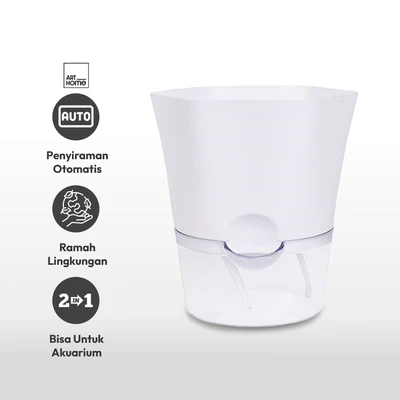 Gambar Arthome Pot Penyiram Tanaman Otomatis Hexagonal 22 cm - Putih