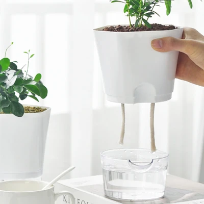 Gambar Arthome Pot Penyiram Tanaman Otomatis Hexagonal 22 cm - Putih