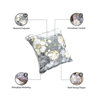 Gambar Informa Classic Sarung Bantal Sofa Polyester V1 45x45 cm - Silver