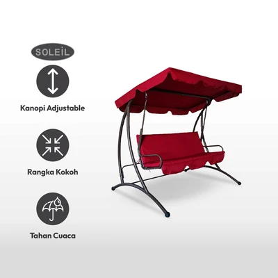 Gambar Soleil Kursi Ayun 3 Seater - Merah Burgundy