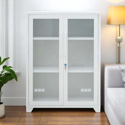 Gambar Informa Orla Kabinet Kantor Metal 2 Pintu Kaca Low - Putih