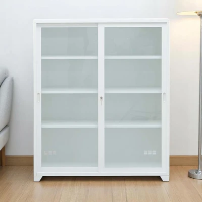 Gambar Informa Orla Kabinet Kantor Metal 2 Pintu Kaca Geser - Putih