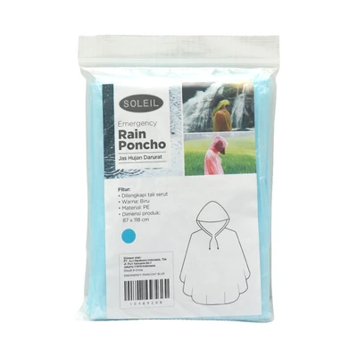 Gambar Soleil Jas Hujan Poncho Plastik - Biru