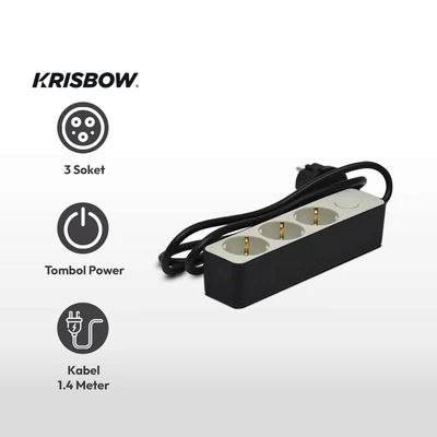 Gambar Krisbow Stop Kontak 3 Socket Ekstensi - Hitam