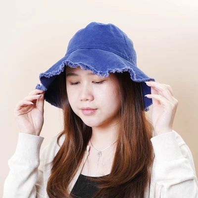 Gambar Ataru Topi Bucket Raw Edge - Biru
