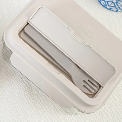 Gambar Glasslock Kotak Makanan Kaca Dengan Sendok & Garpu 1.1 Liter - Abu-abu