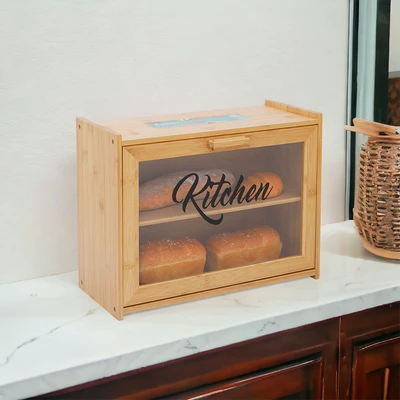 Gambar Cooking Color Sayo Tempat Roti Bambu 2 Tingkat - Cokelat