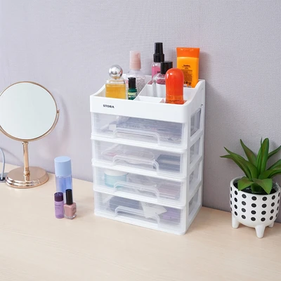 Gambar Stora Organizer Kosmetik 4 Tingkat Ukuran M - Putih