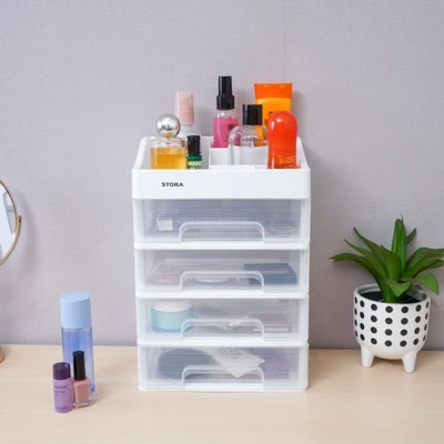 Gambar Stora Organizer Kosmetik 4 Tingkat Ukuran M - Putih