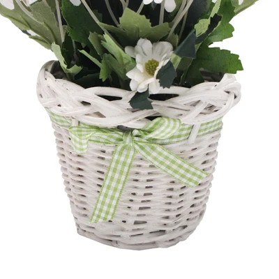 Gambar Arthome Bunga Artifisial Daisy Dengan Pot Rotan 16.5x16.5x17.8 cm - Putih