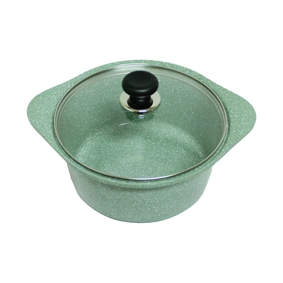 Gambar Kris Panci Dengan Tutup 24 cm Ceramic Marble Coating - Hijau Olive