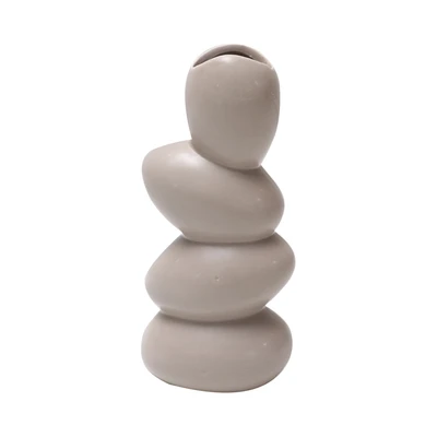 Gambar Informa Zen Vas Bunga Keramik Stones 9.5x6.5x20.5 cm - Abu-Abu