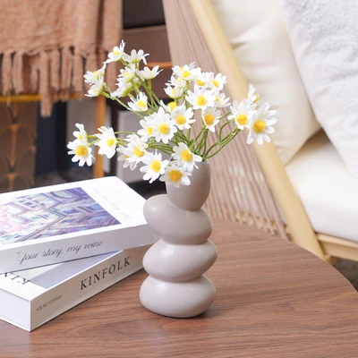 Gambar Informa Zen Vas Bunga Keramik Stones 9.5x6.5x20.5 cm - Abu-Abu