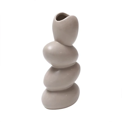 Gambar Informa Zen Vas Bunga Keramik Stones 9.5x6.5x20.5 cm - Abu-Abu