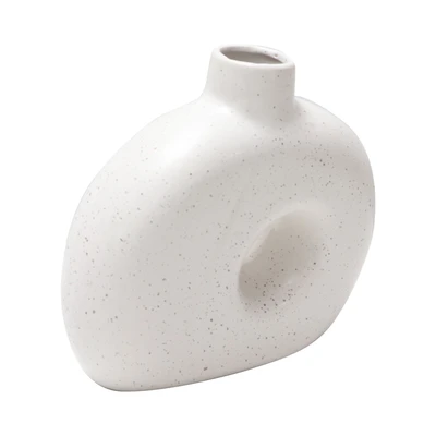 Gambar Informa Nordic Vas Bunga Keramik O Shape 24x8x22.5 cm - Putih
