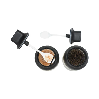 Gambar Informa Hlyn Tempat Bumbu Dapur Kaca 250 ml Set 2 Pcs - Hitam