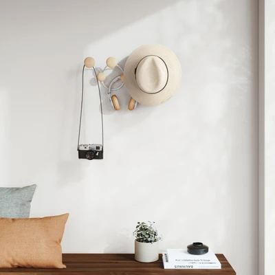 Gambar Umbra Dotsy Gantungan Pakaian Dinding 7 Pengait - Putih/Natural
