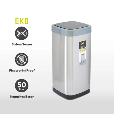 Gambar Eko Ecosmart Tempat Sampah Sensor Gerak Stainless Steel 50 Liter - Silver