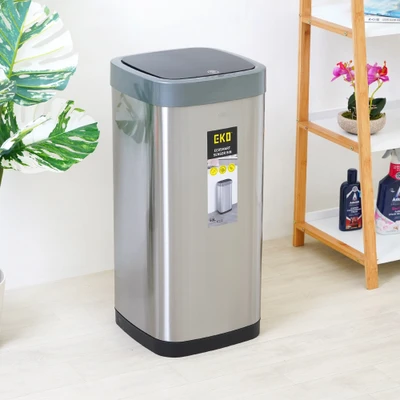Gambar Eko Ecosmart Tempat Sampah Sensor Gerak Stainless Steel 50 Liter - Silver